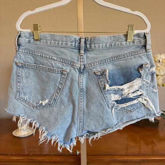 AGOLDE Parker High Rise Denim Shorts Size 28 Distressed Cutoff – Made in Turkey - Picture 3 of 6